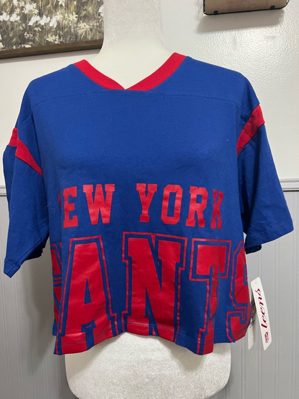 NFL New York Giants Blue and Red Team Apparel Shirt / Large / Juniors / Football